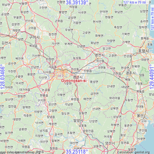 Gyeongsan-si on map
