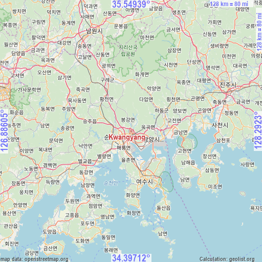Kwangyang on map