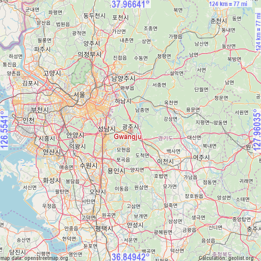 Gwangju on map