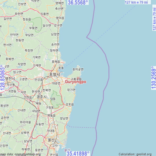 Guryongpo on map