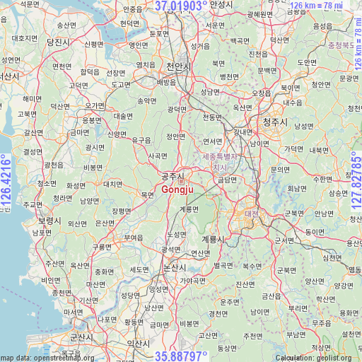 Gongju on map