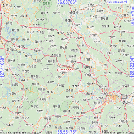Gimcheon on map