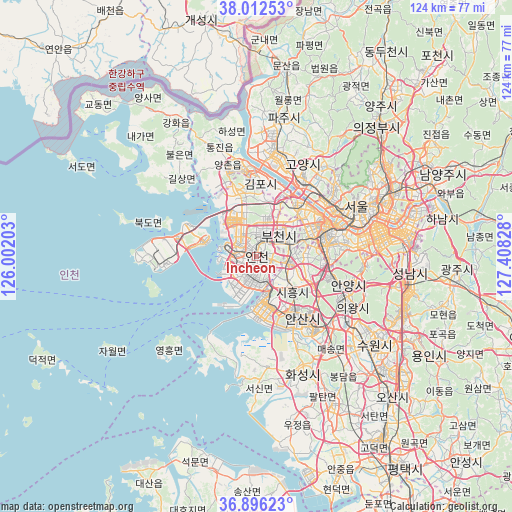 Incheon on map