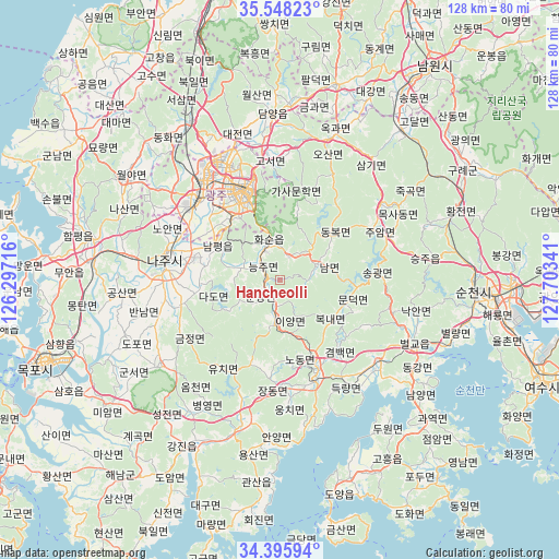 Hancheolli on map