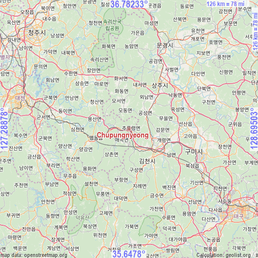 Chupungnyeong on map