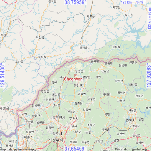 Cheorwon on map