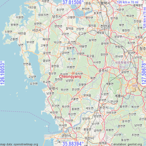 Cheongyang on map