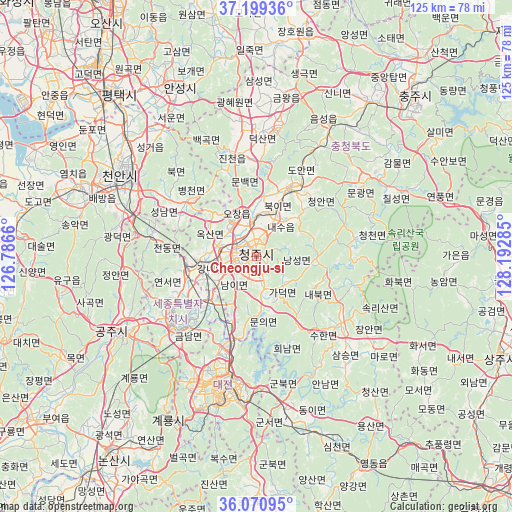 Cheongju-si on map