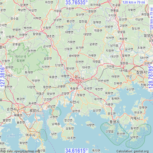 Chinju on map
