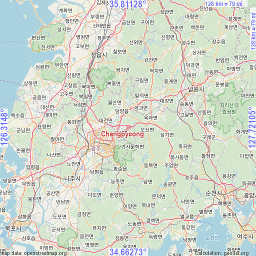 Changpyeong on map