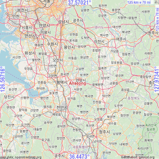 Anseong on map