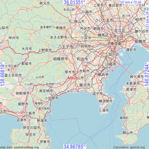 Atsugi on map