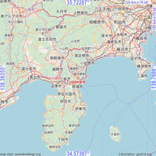 Yugawara on map