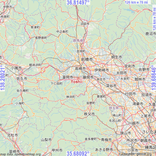 Yoshii on map