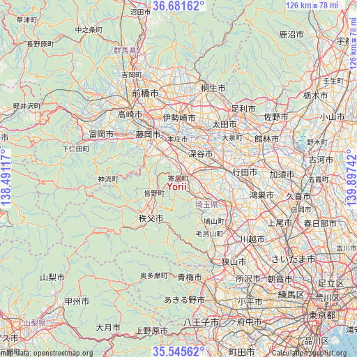 Yorii on map