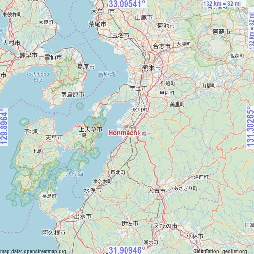 Honmachi on map