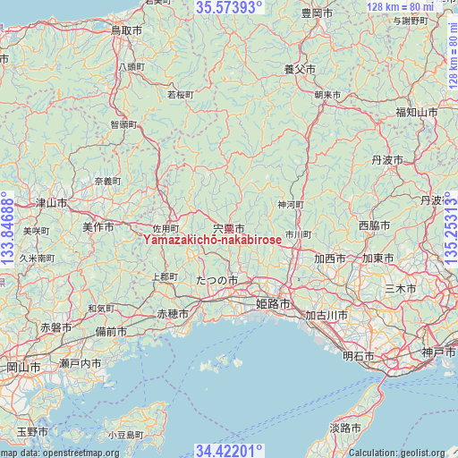 Yamazakichō-nakabirose on map