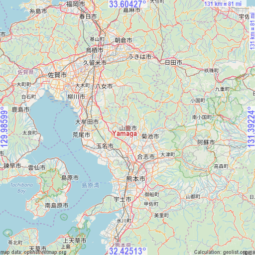 Yamaga on map