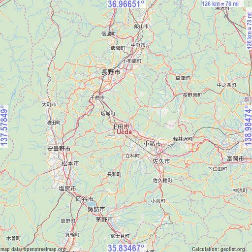 Ueda on map