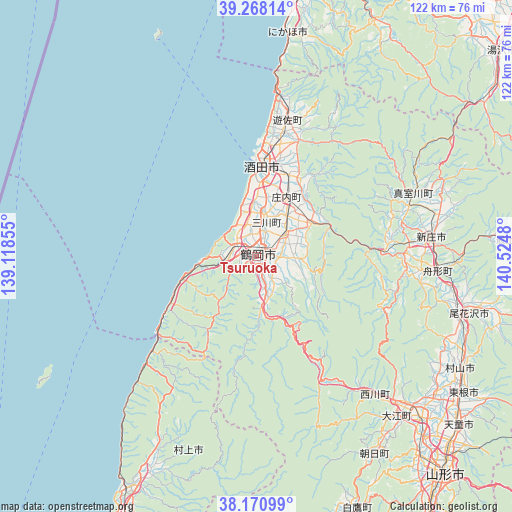 Tsuruoka on map