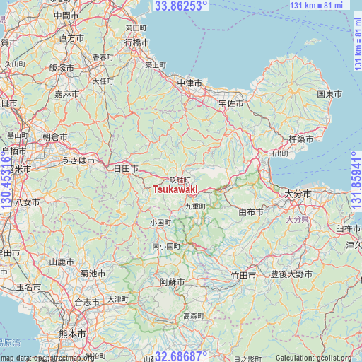 Tsukawaki on map