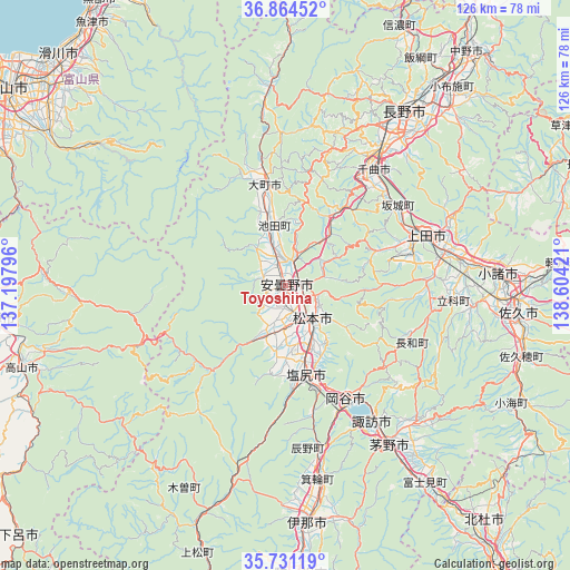 Toyoshina on map