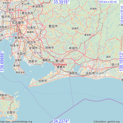 Toyokawa on map