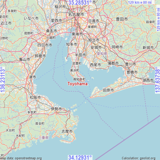 Toyohama on map