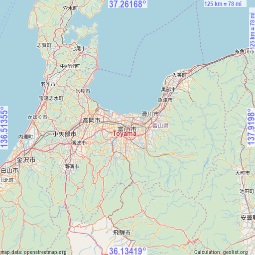 Toyama on map