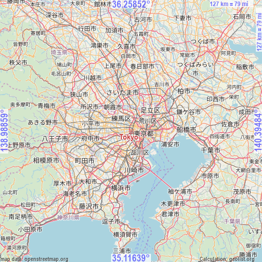 Tokyo on map