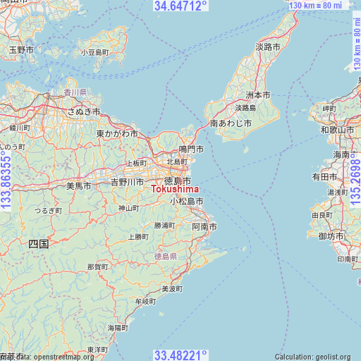 Tokushima on map