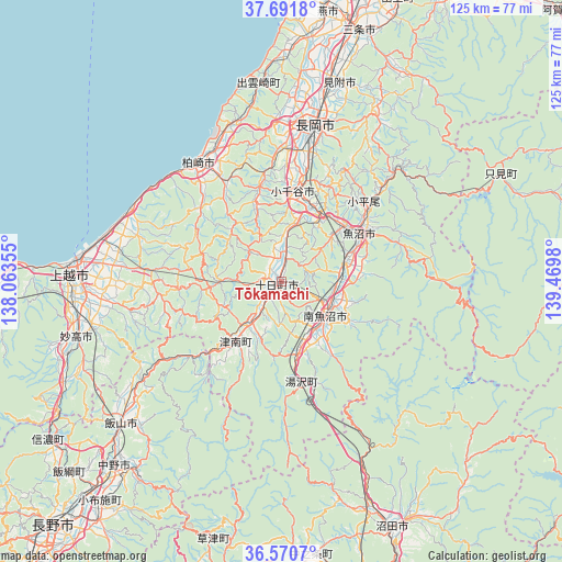 Tōkamachi on map