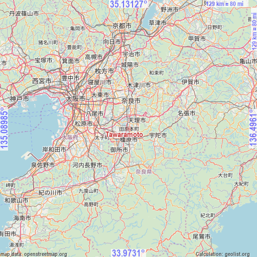 Tawaramoto on map