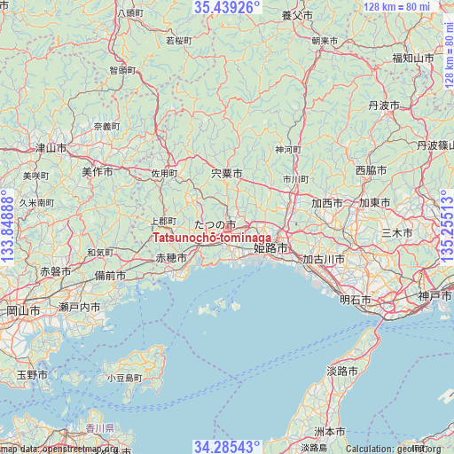 Tatsunochō-tominaga on map
