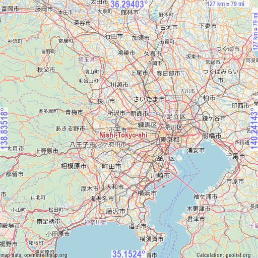Nishi-Tokyo-shi on map