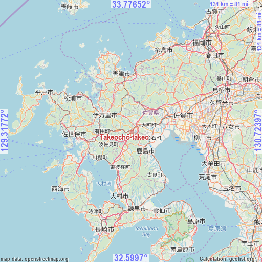 Takeochō-takeo on map
