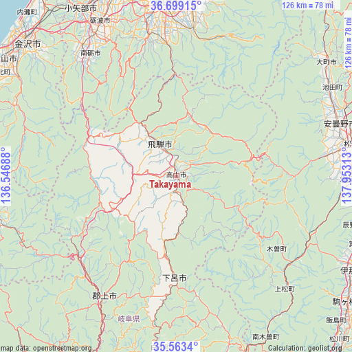 Takayama on map