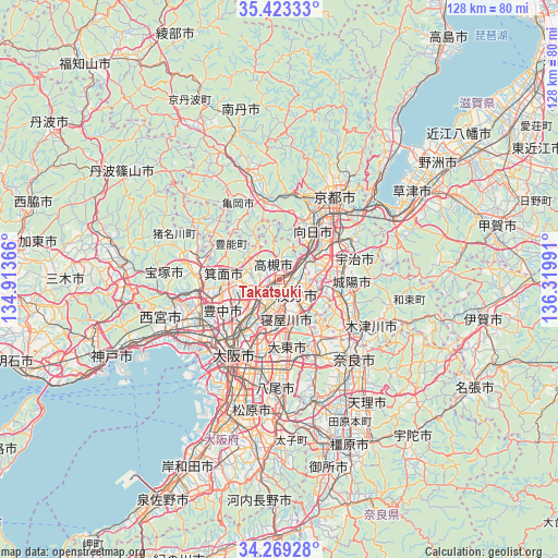 Takatsuki on map