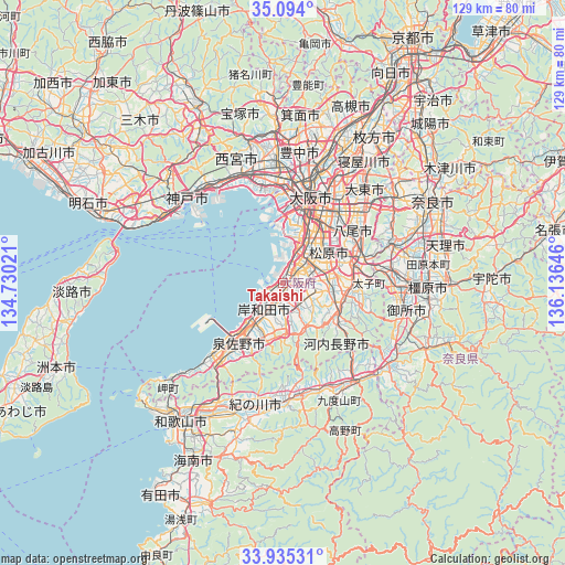 Takaishi on map