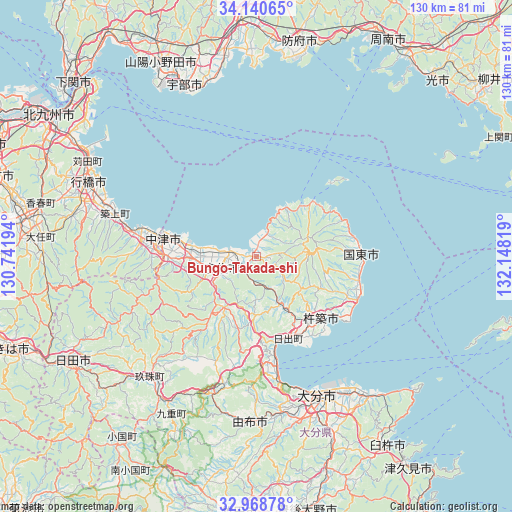 Bungo-Takada-shi on map