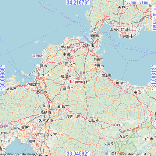 Tagawa on map