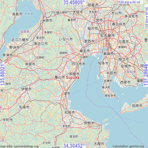 Suzuka on map