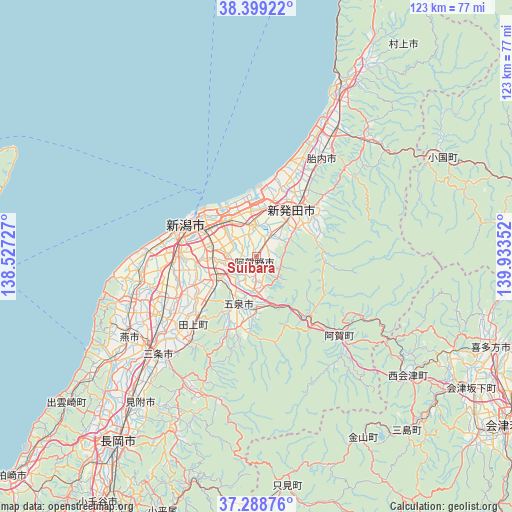 Suibara on map