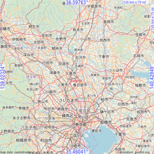 Sugito on map