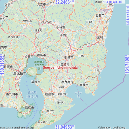 Sueyoshichō-ninokata on map
