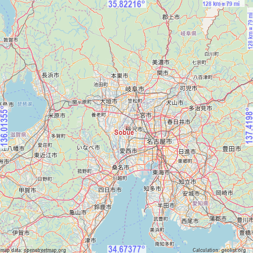 Sobue on map