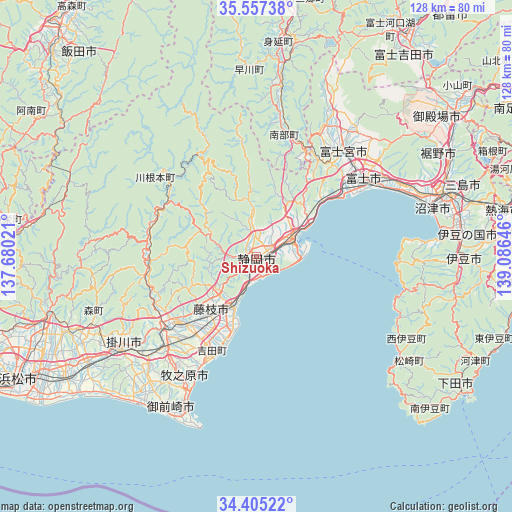 Shizuoka on map