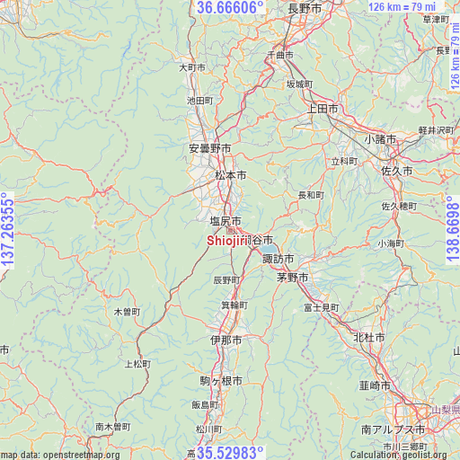 Shiojiri on map