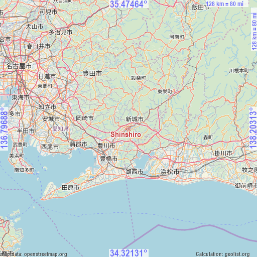 Shinshiro on map