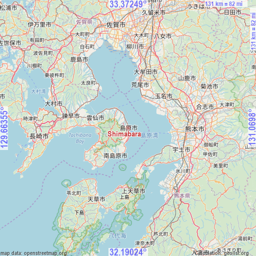 Shimabara on map